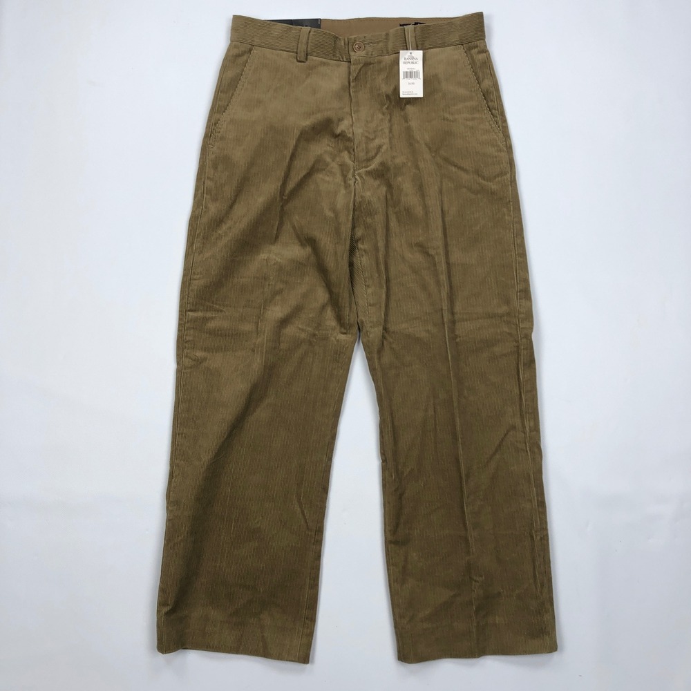 Banana Republic Dawson Corduroy Pants Mens 31x30 Brown Relaxed Flat Front NEW